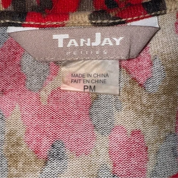 TANJAY WOMENS MULTI-COLOR PETITES MEDIUM SWEATER CREWNECK ANIMAL PRINT EUC - Picture 5 of 5